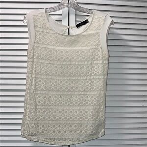 The Limited White Sleeveless Rounded High Neckline Blouse